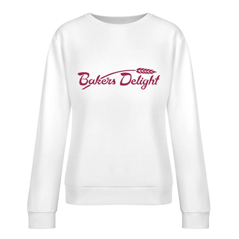 Bakers Delight Burgundy Cursive Logo with Wheat Symbol Female Pullover Sweatshirt