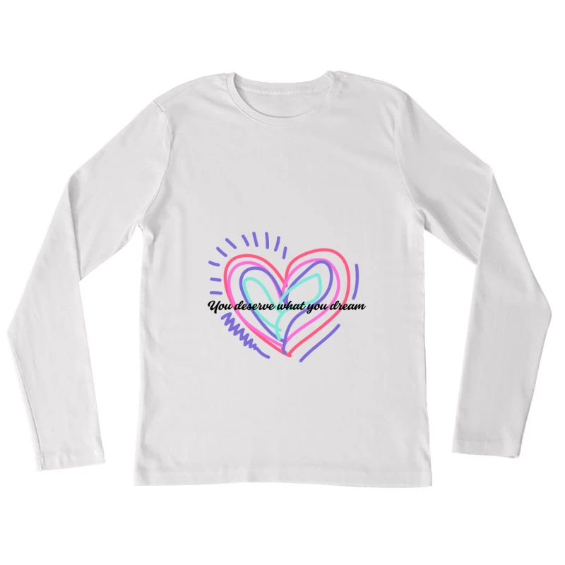 Buntes Herzdesign Damen Langarm T-Shirt