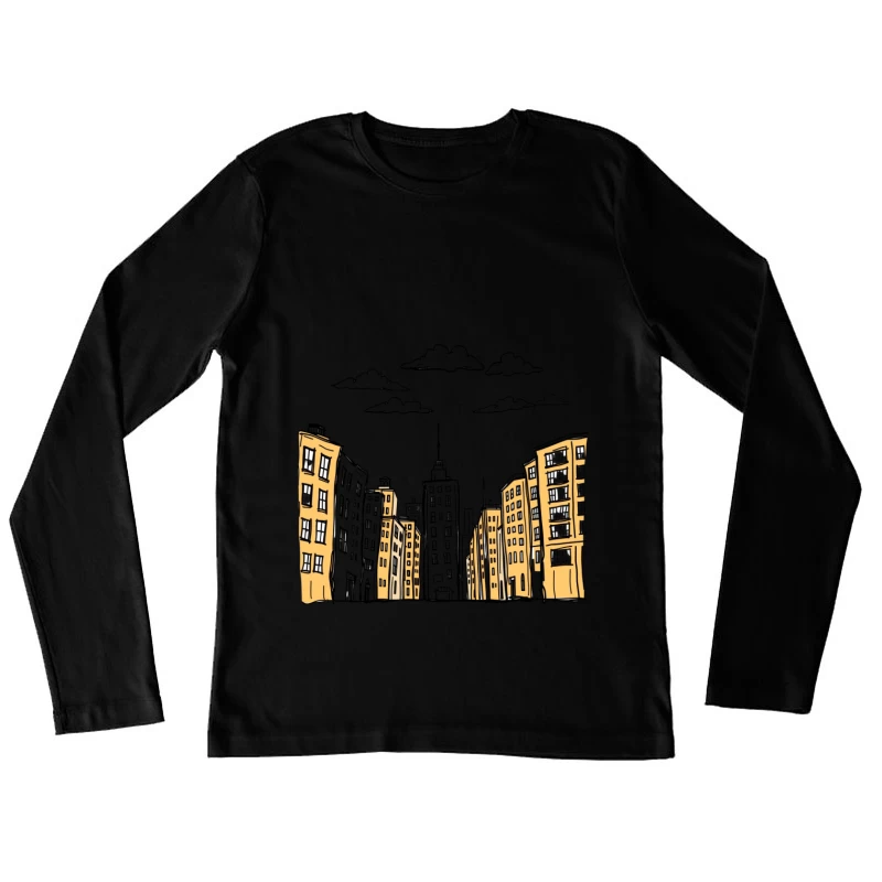 Cityscape Illustration Female Long Sleeve T-Shirt