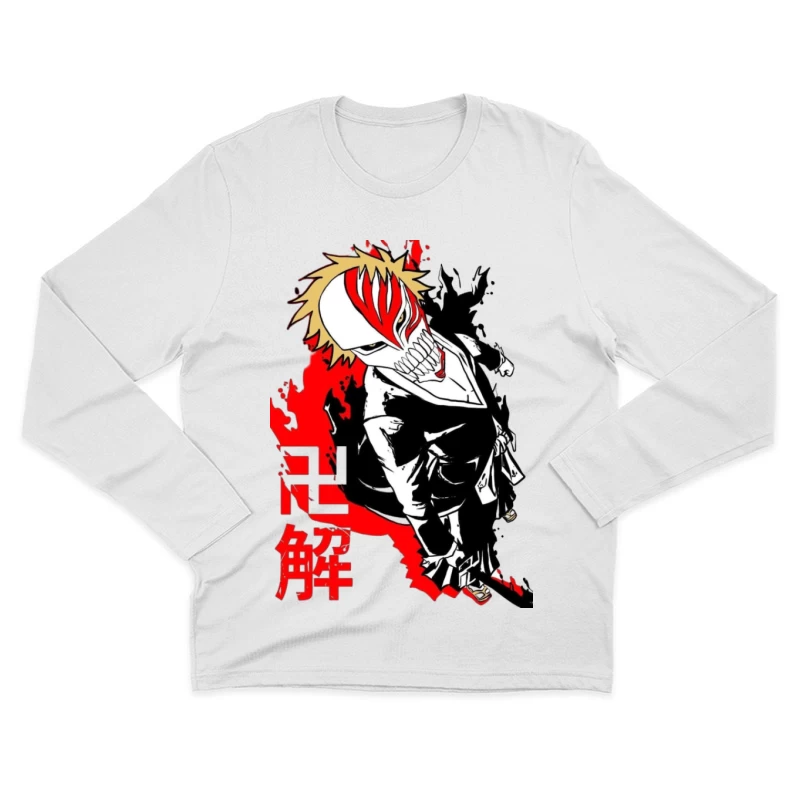 Hollow Maske Krieger Illustration Herren Langarm T-Shirt
