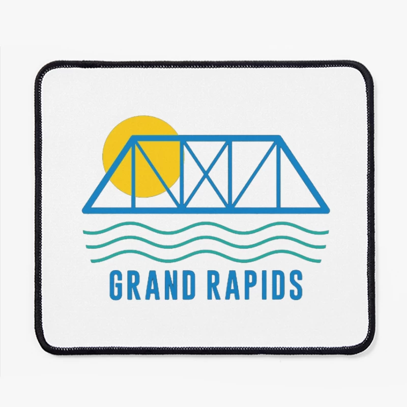 Grand Rapids City Logo with Bridge and Water Design Mouse Pad