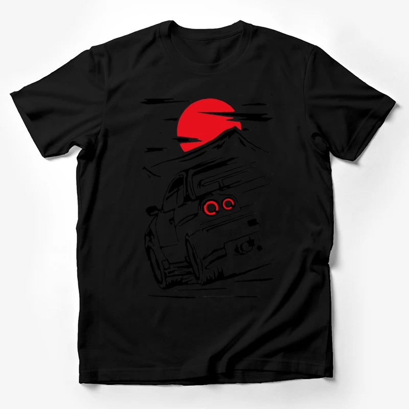 Sportwagen vor rotem Mond Herren T-Shirt