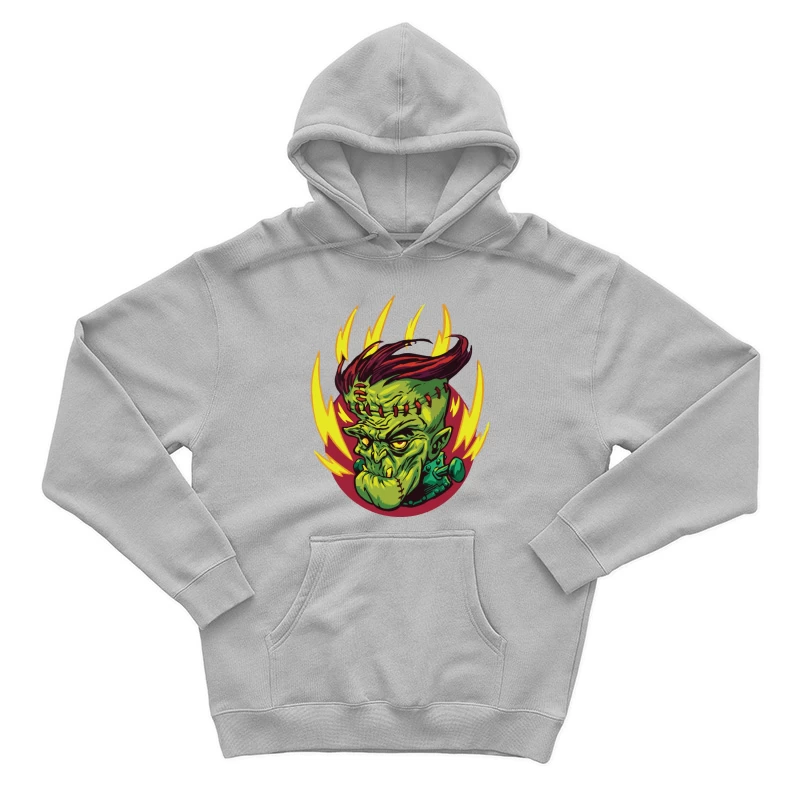 Colorful Cartoon Frankenstein Monster Illustration Male Pullover Hoodie