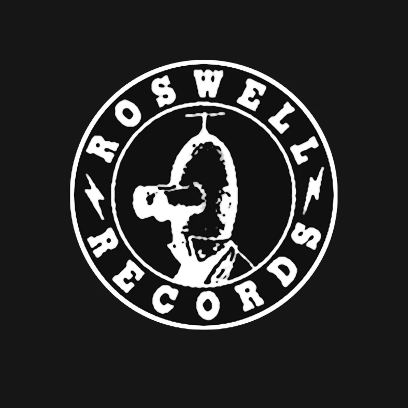 Roswell Records Black and White Circular Logo Male T-Shirt