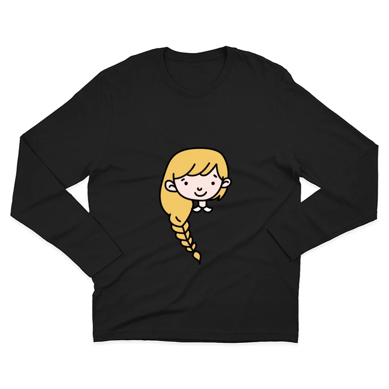 Dessin de fille avec tresse Homme Manches Longues T-Shirt