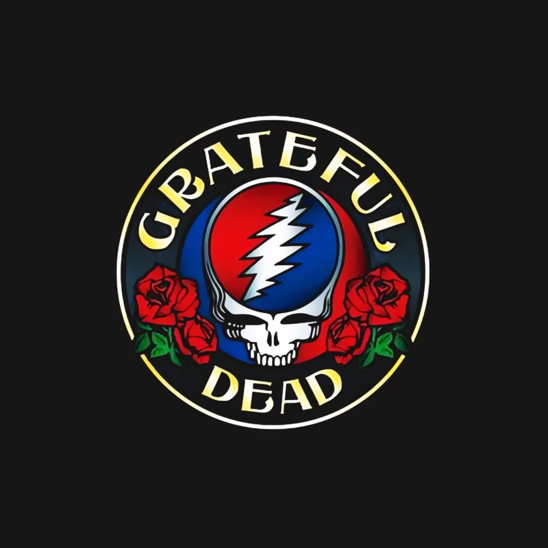Vintage Grateful design Grateful Dead Iconic Logo with Skull, Lightning Bolt and Roses Female T-Shirt