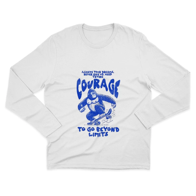 Gorille courageux sur skateboard Homme Manches Longues T-Shirt