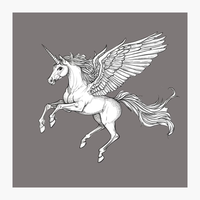 Mythical Winged Unicorn: Fantasy Creature Sketch Pin