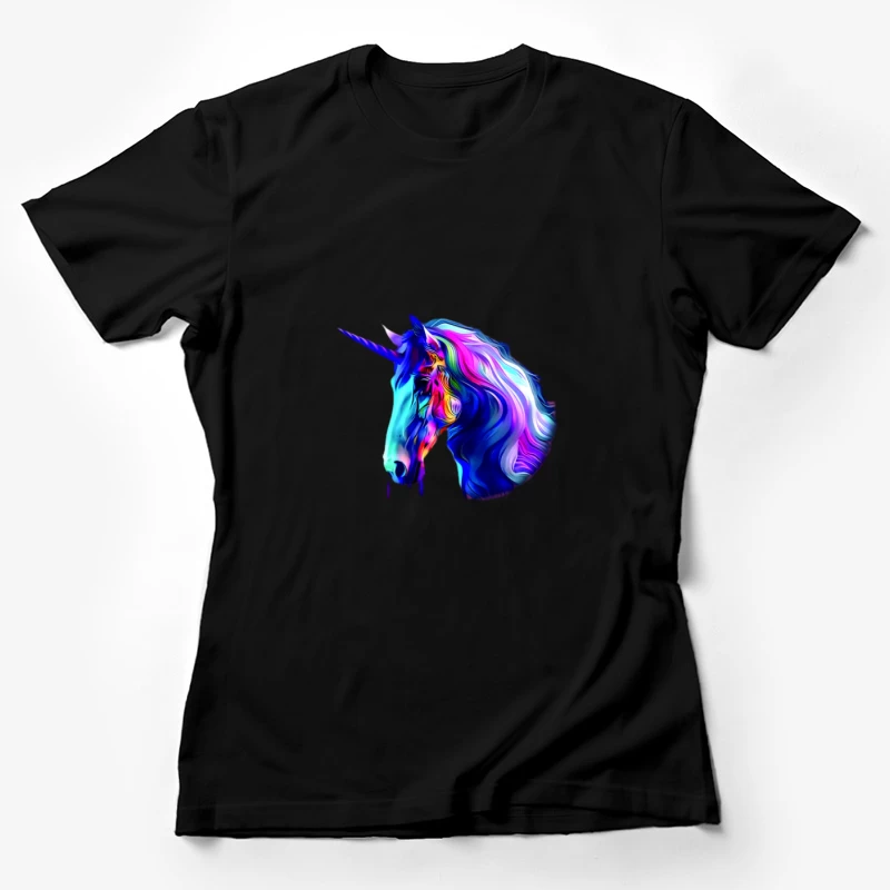 Abstrakter farbenfroher Einhornkopf Damen T-Shirt