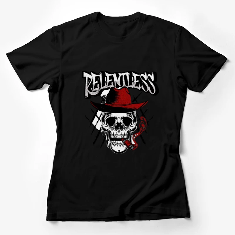 Relentless Schädel mit Hut und Zigarre Damen T-Shirt