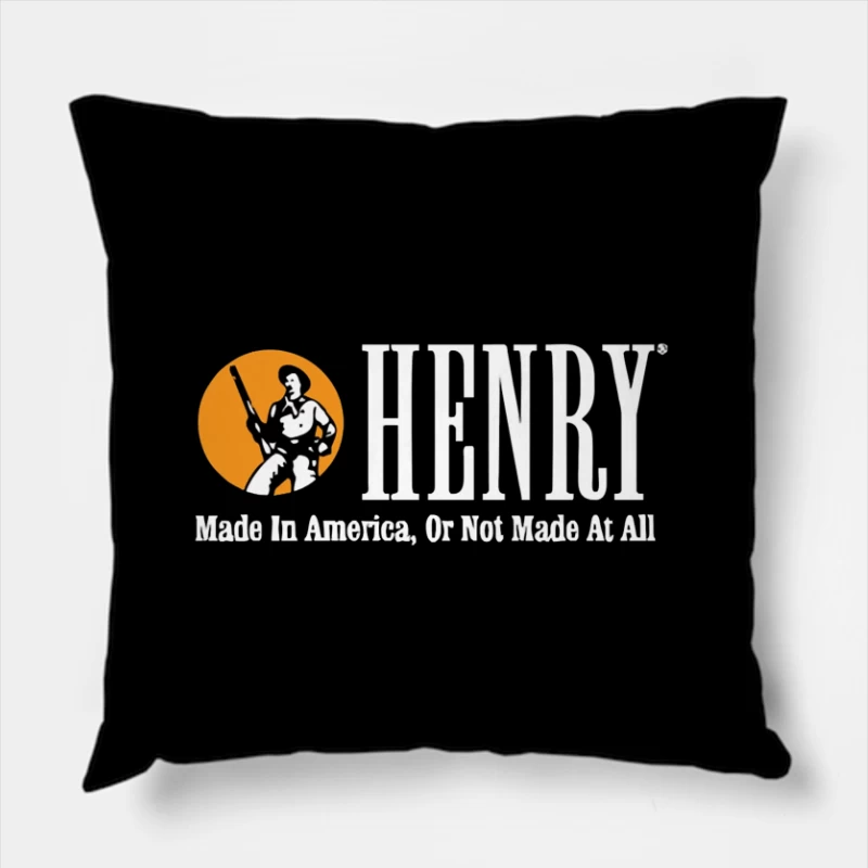 Henry Rifles Vintage Logo with American Manufacturing Slogan Throw Pillow