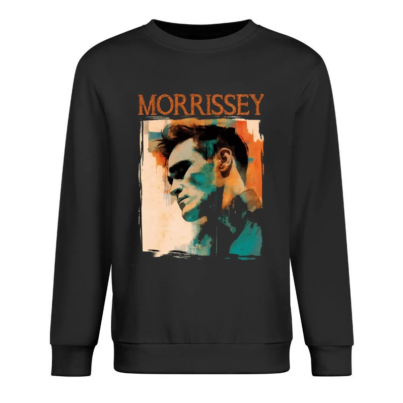 Artistic Watercolor Portrait with Morrissey Typography Male Pullover Sweatshirt