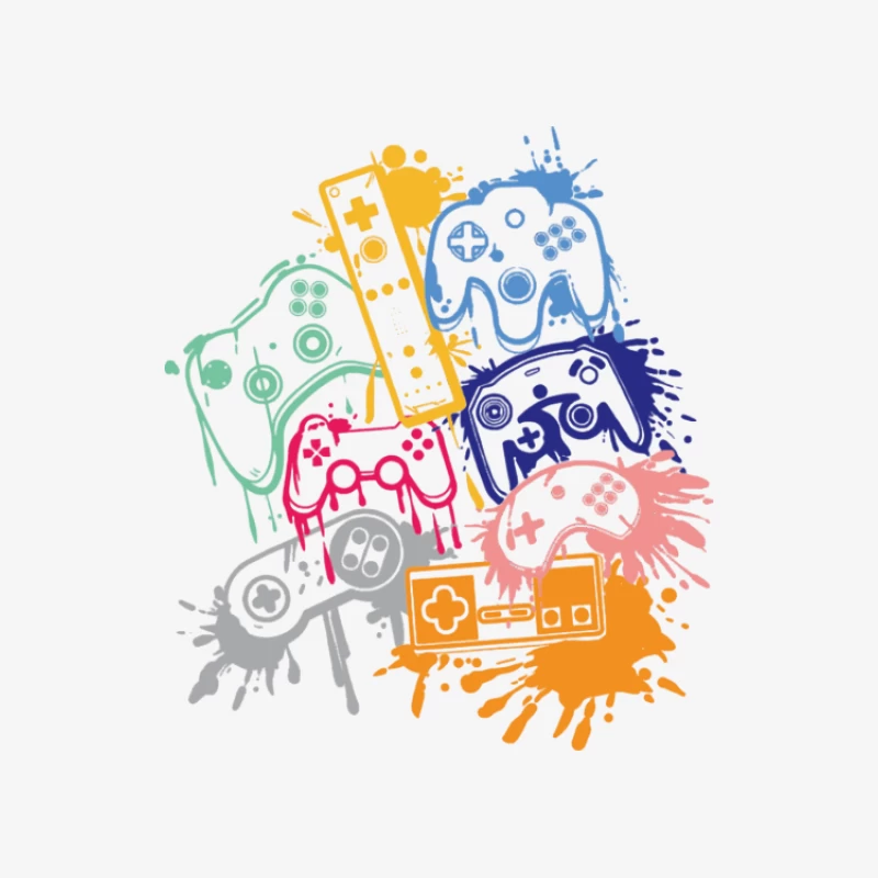 Design Coloré de Manettes de Jeu Homme Manches Longues T-Shirt
