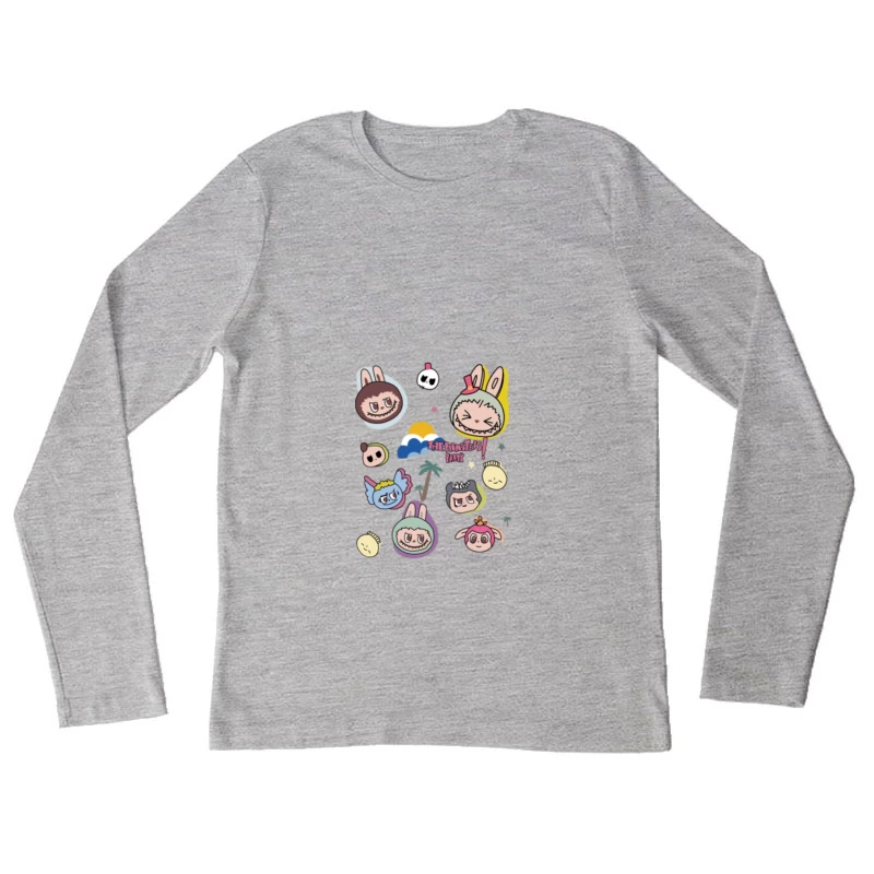 Design de fête de monstres mignons Femme Manches Longues T-Shirt