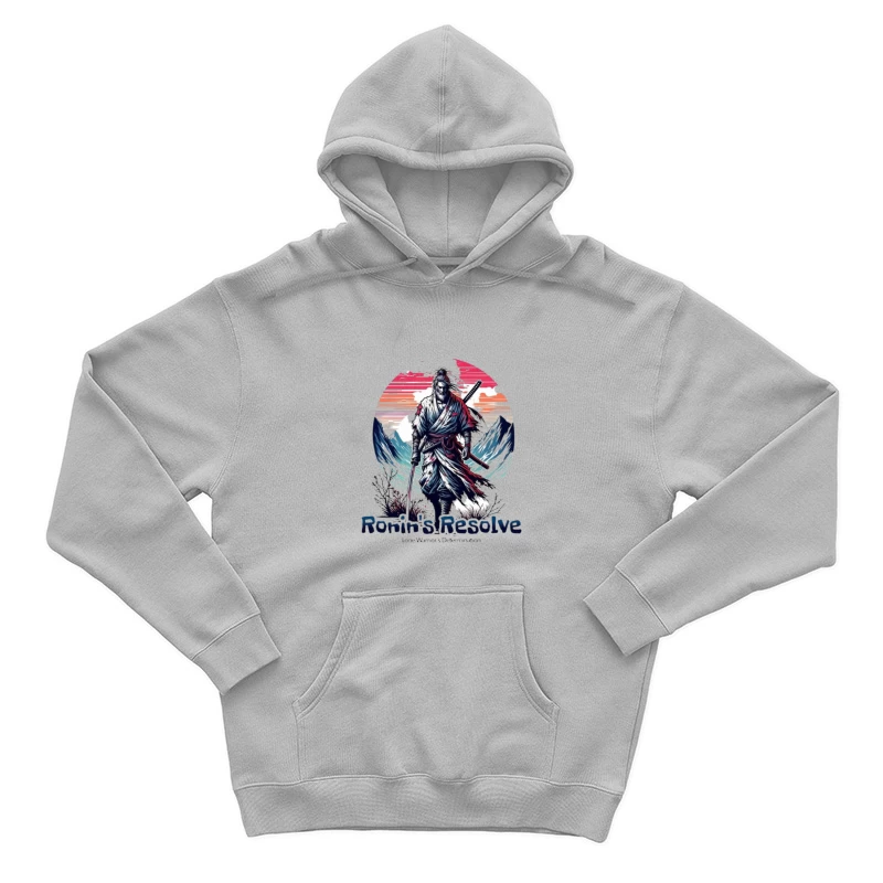 Lone Ronin's Resolve Against Mountain Sunset Male Pullover Hoodie