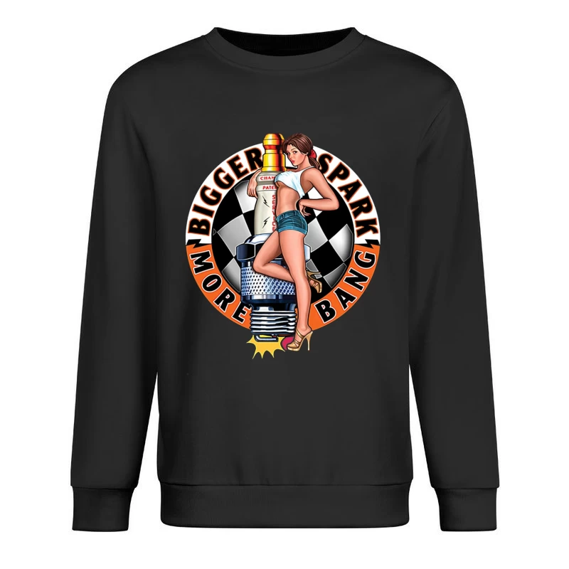 Retro Pin-Up Automotive Spark Plug Design Male Pullover Sweatshirt