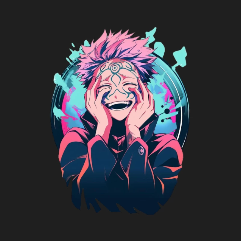 Lachender Anime-Charakter mit Muster Herren Tanktops