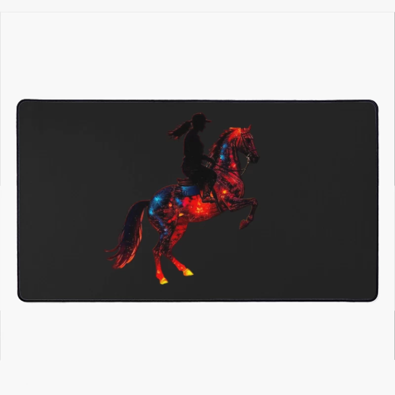 Cosmic Equestrian Silhouette with Galaxy Horse Desk Mat