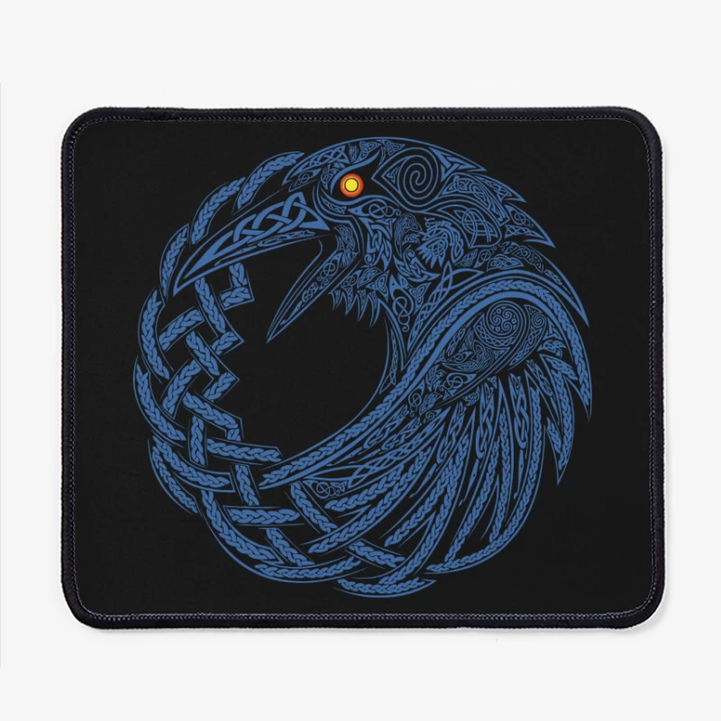 Intricate Celtic Knotwork Raven Illustration Mouse Pad