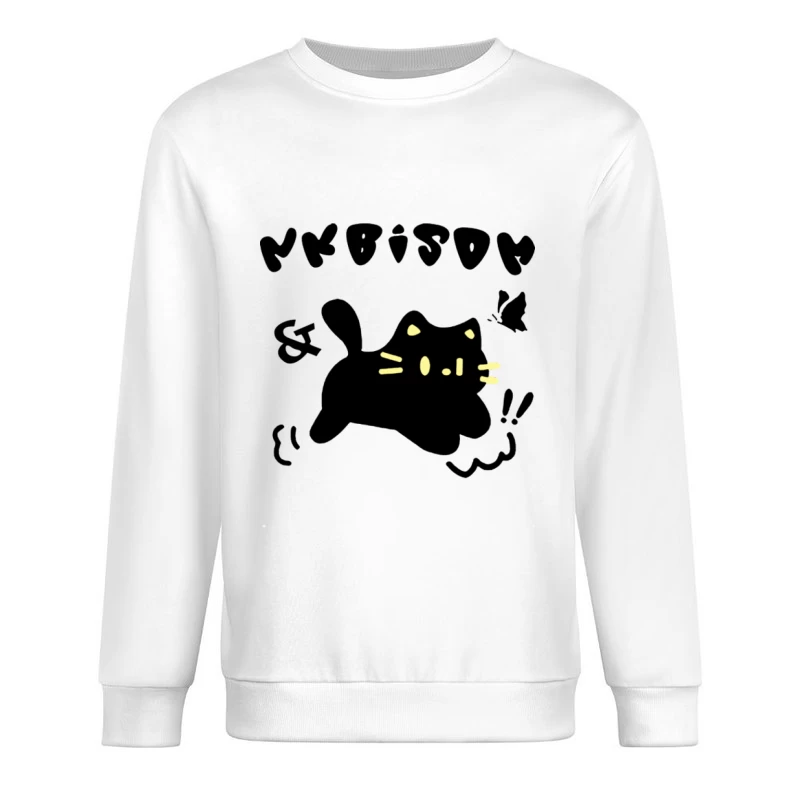 Niedliche Katze mit Text und Schmetterling Herren Pullover Sweatshirt