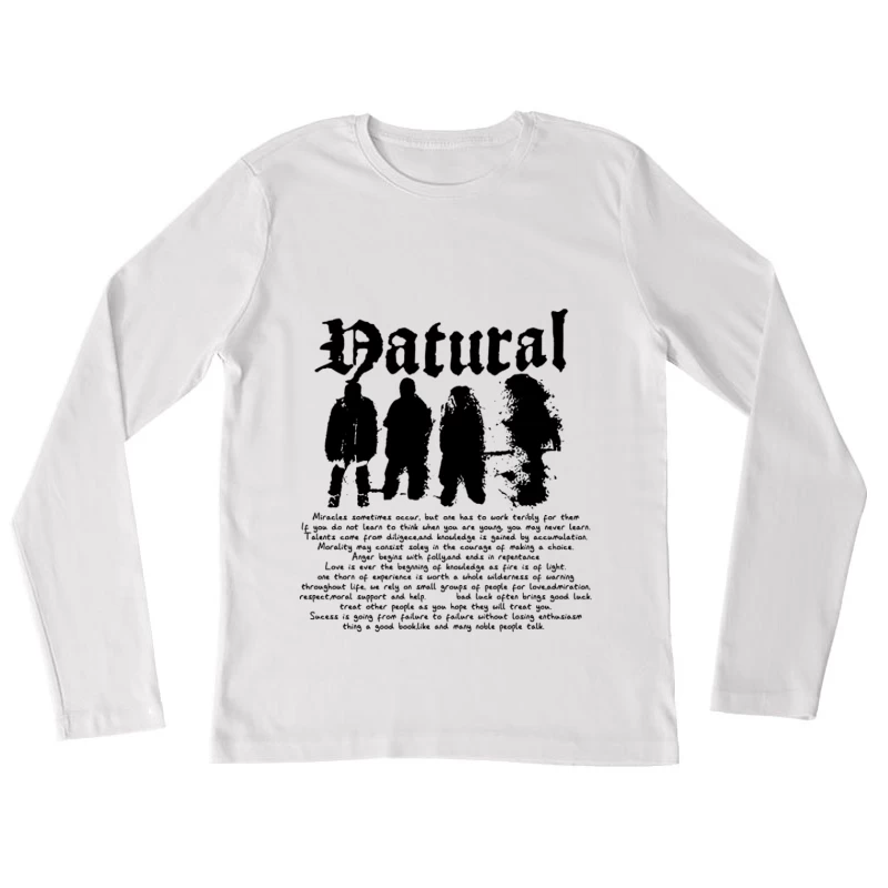 Natürliche Silhouette und Textdesign Damen Langarm T-Shirt