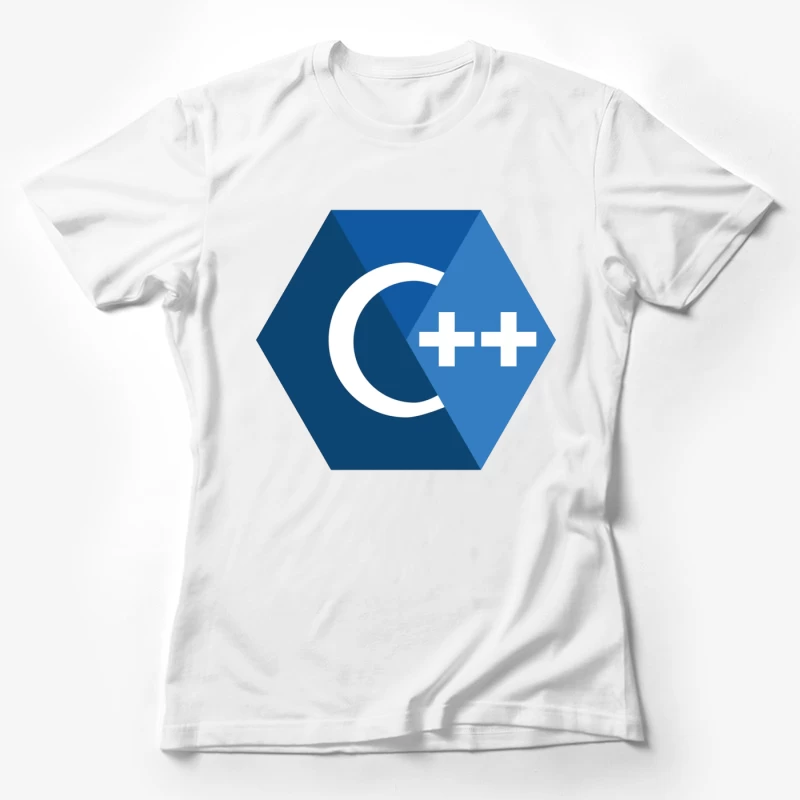 C++ Programming Language Logo in Blue Hexagon Design Female T-Shirt