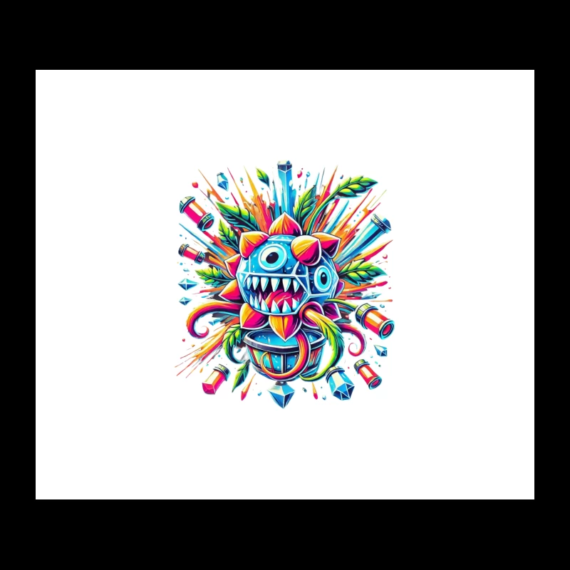 Vibrant Explosive Monster Graffiti Art Tapestry