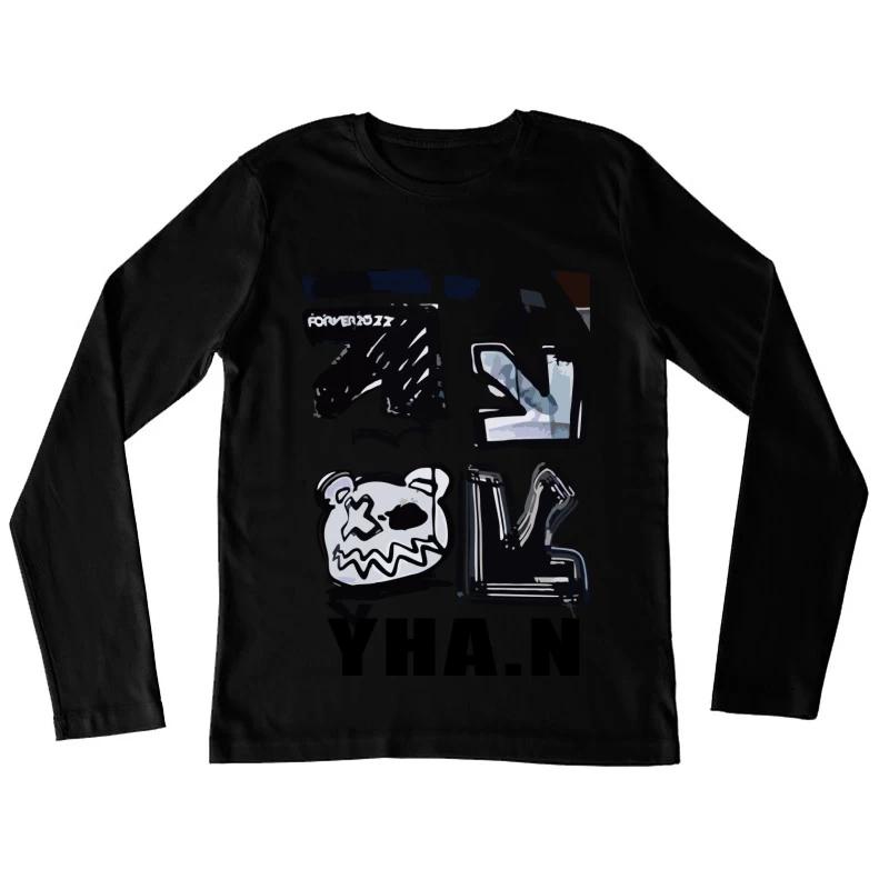 Kreatives Grafikdesign mit Symbolen Damen Langarm T-Shirt