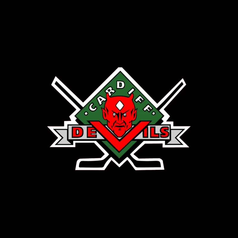 Cardiff Devils Hockey Team Logo with Red Devil Mascot Mouse Pad