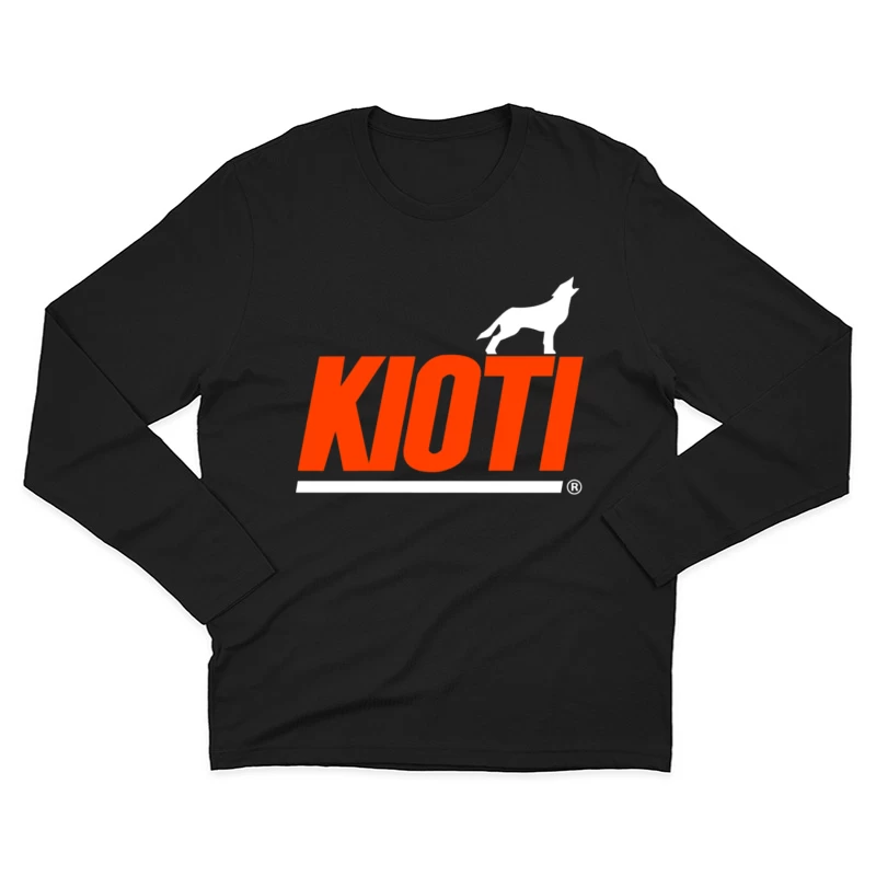 Kioti Farm Equipment Brand Logo with Wolf Silhouette Male Long Sleeve T-Shirt