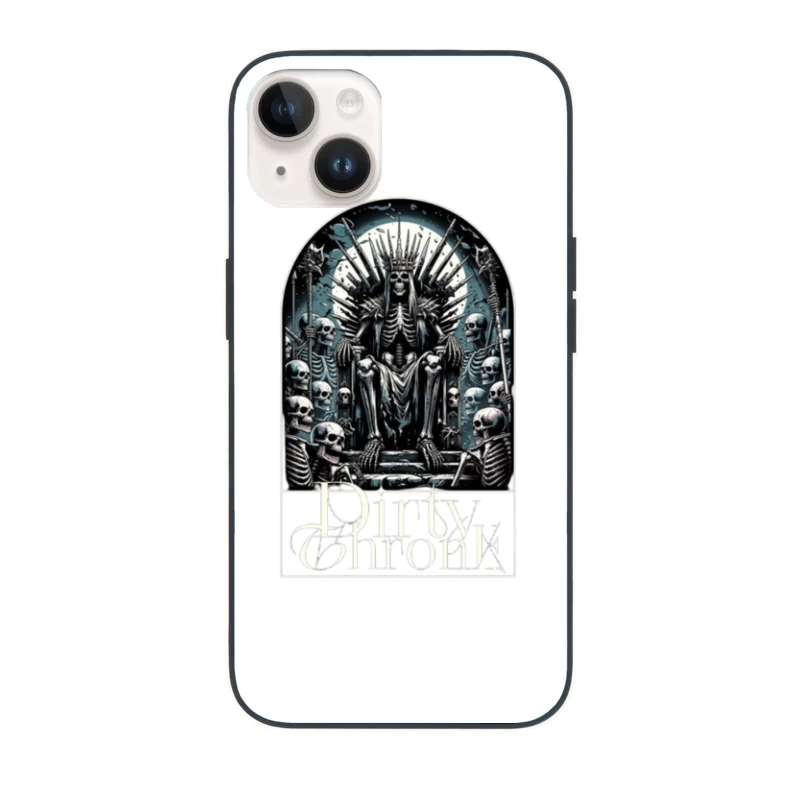 Gothic Skeleton King on Skull Throne iPhone Case