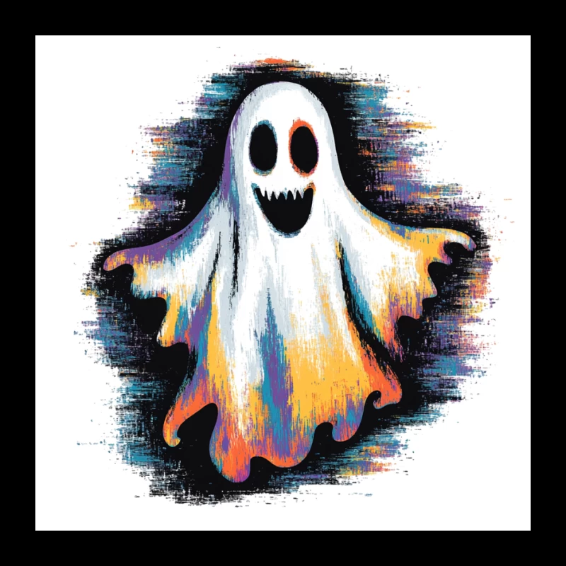 Colorful Spooky Ghost Halloween Illustration Pin