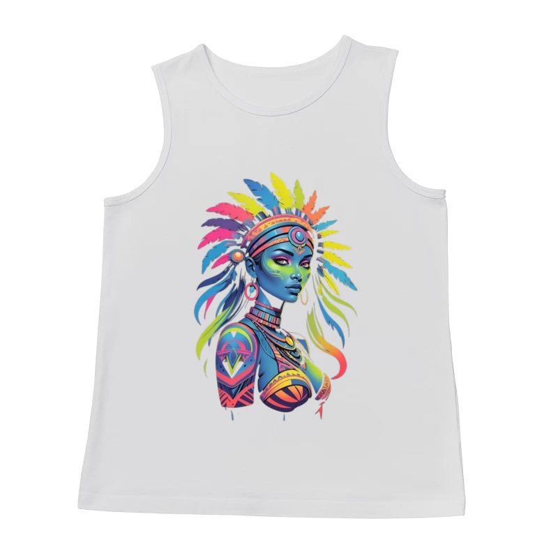 Colorful Tribal Portrait with Headdress Male Tank Top