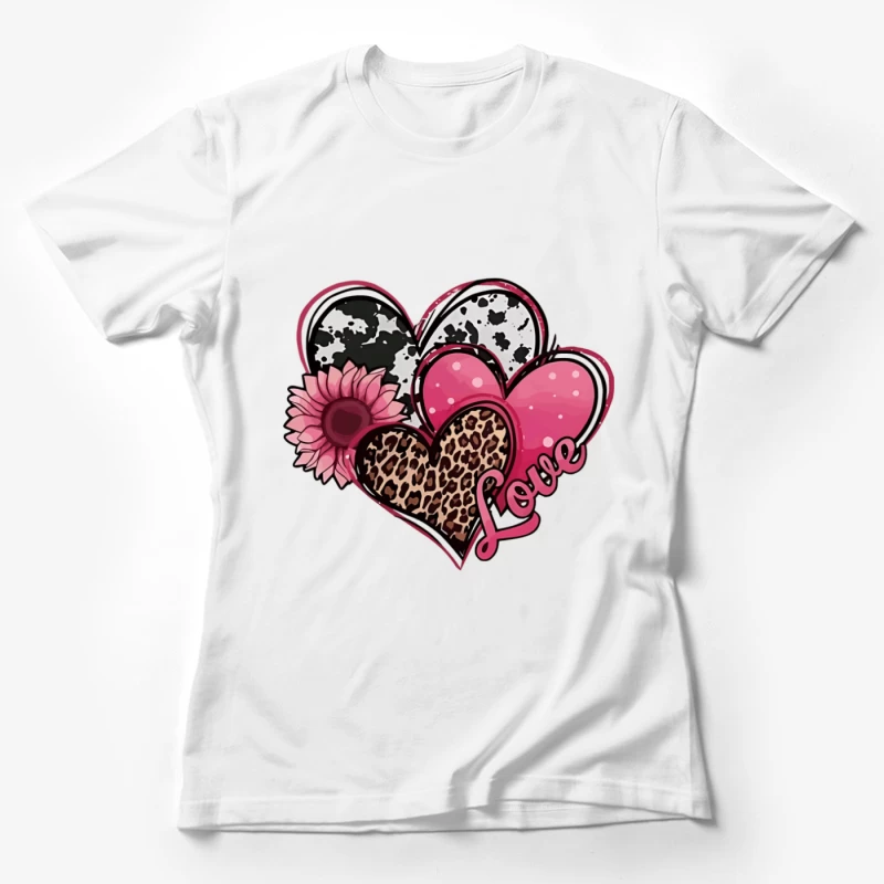 Herzen und Blumen im Mustermix Damen T-Shirt
