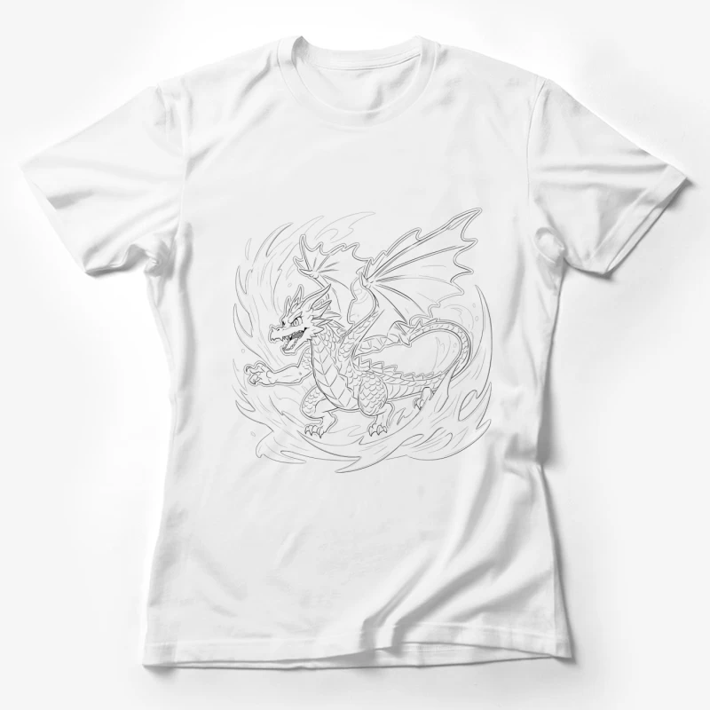 Fiery Dragon Illustration Female T-Shirt
