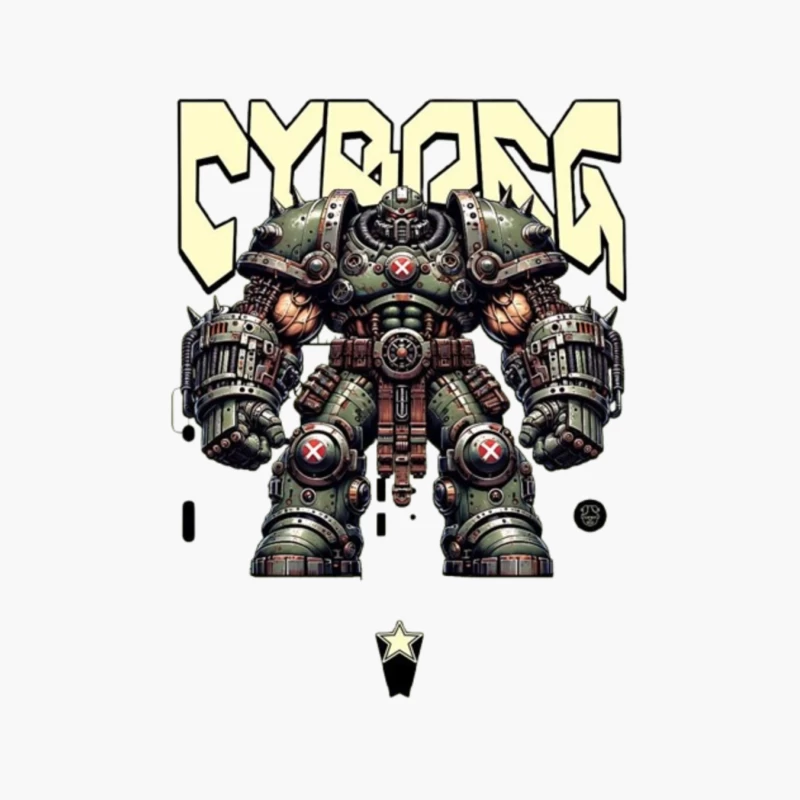 Heavy Combat Cyborg Mech Armor Illustration Cotton Tote Bag