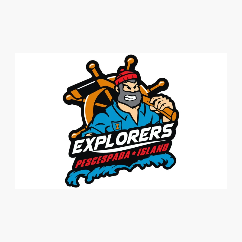 Cartoon Explorer Logo for Pescespada Island Adventure Team Travel Mug