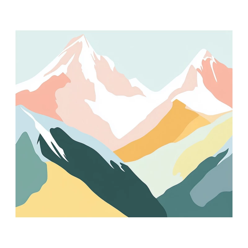 Pastel Abstract Mountain Landscape Illustration Tapestry