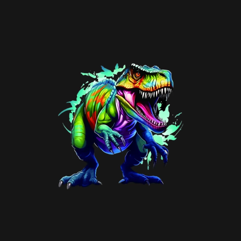 Bunter T-Rex, Dinosaurier-Kunstwerk, Lebendig Herren T-Shirt