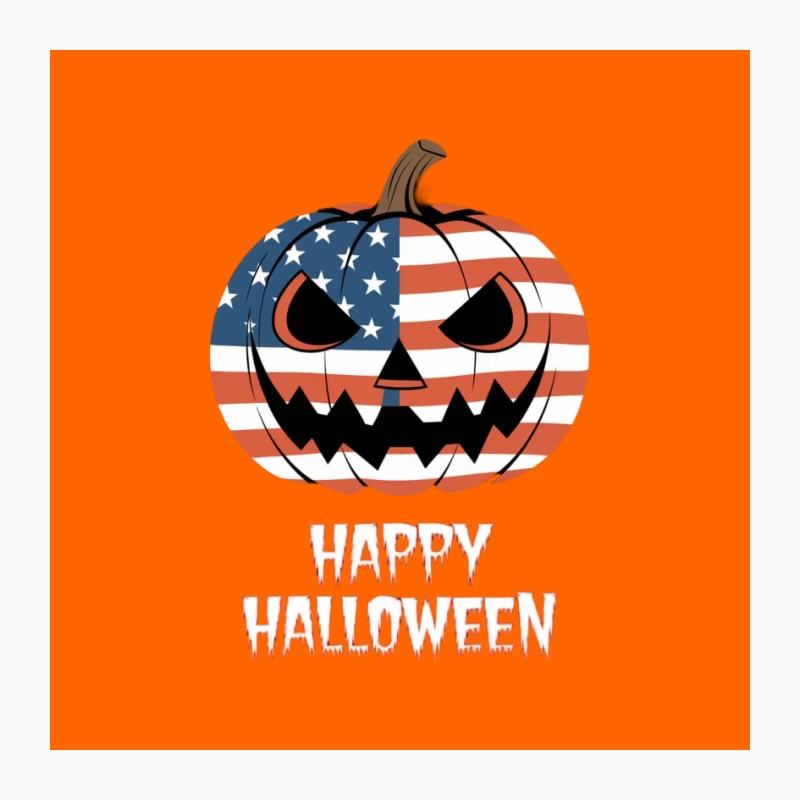Patriotic Halloween Jack O'Lantern with American Flag Design Pin