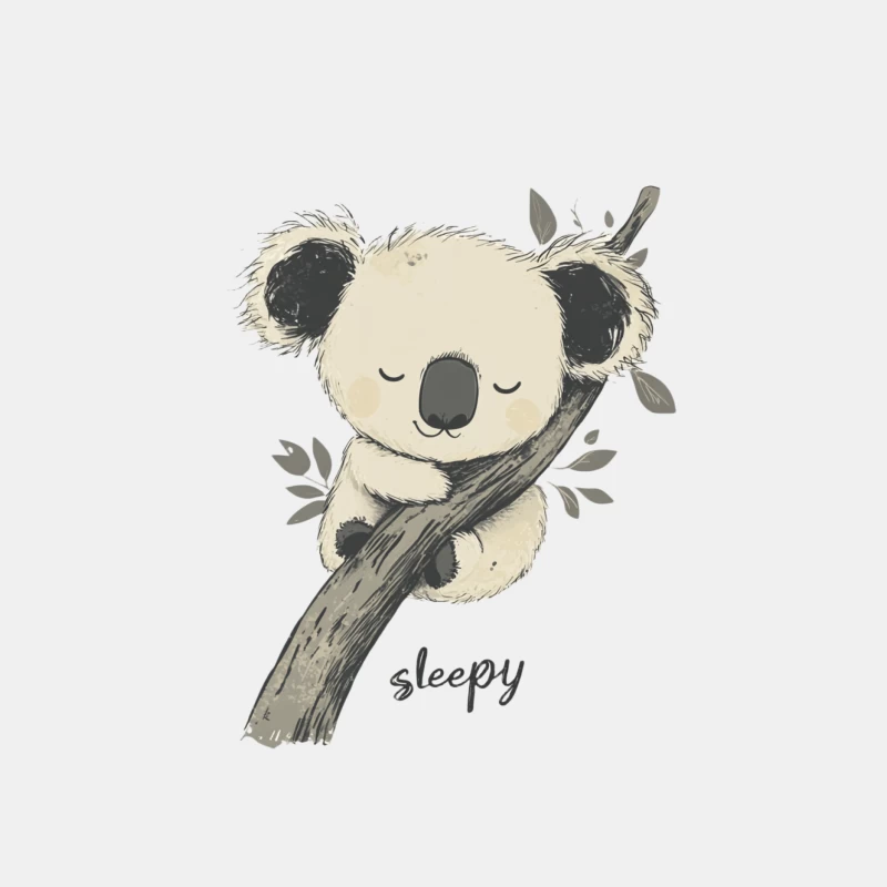 Sleepy Koala Bear Hugging Tree Branch Illustration Male Tank Top