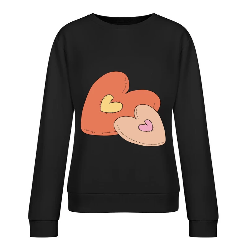 Patchwork-Herzen Illustration Damen Pullover Sweatshirt