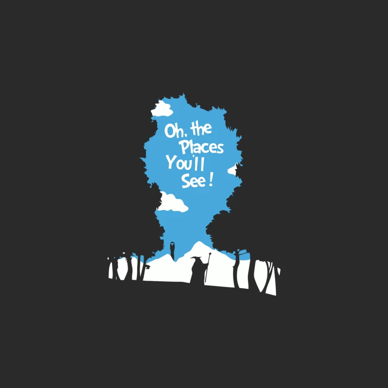 Inspirational Dr. Seuss Quote on Blue Silhouette: Adventure Awaits Baseball Cap
