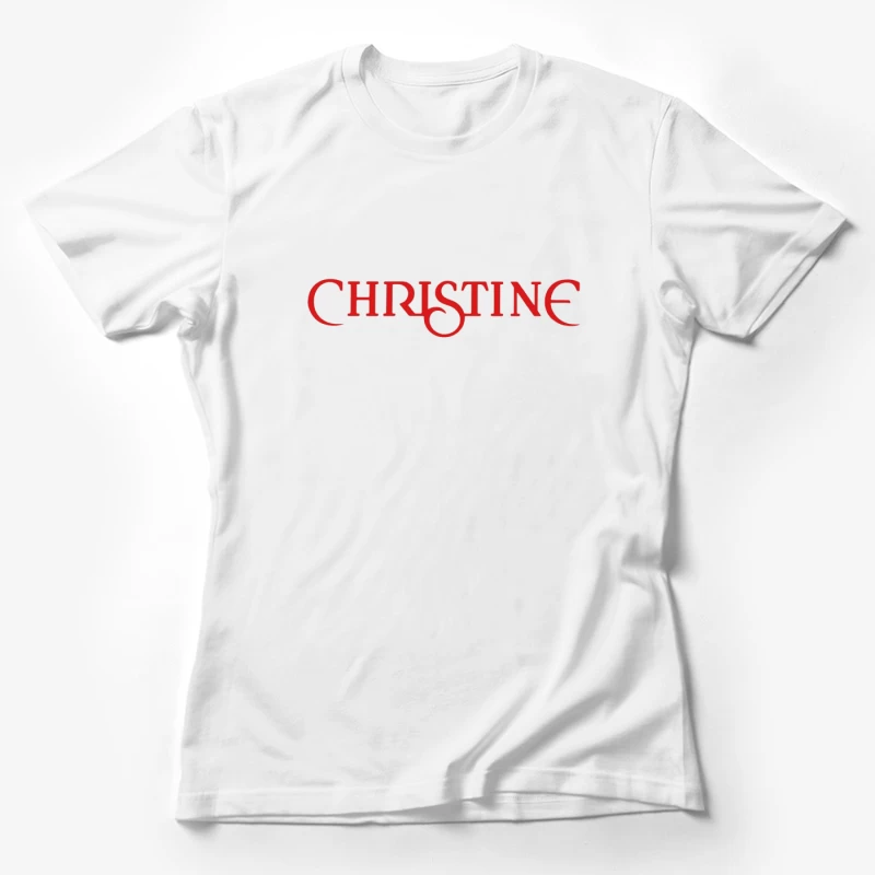 Christine (1983) Classic Horror Movie Logo in Red Typography Female T-Shirt