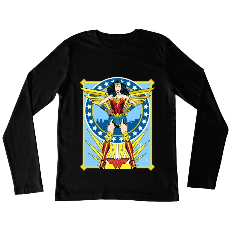 Wonder Woman Comic Art Illustration Female Long Sleeve T-Shirt