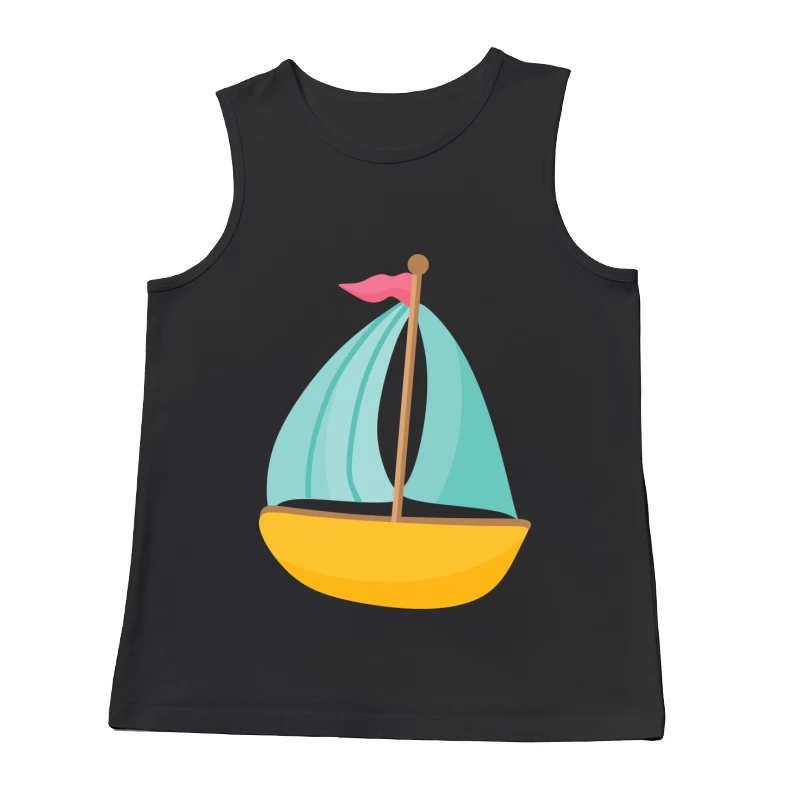 Bateau à voile jaune avec drapeau rose Homme Débardeur