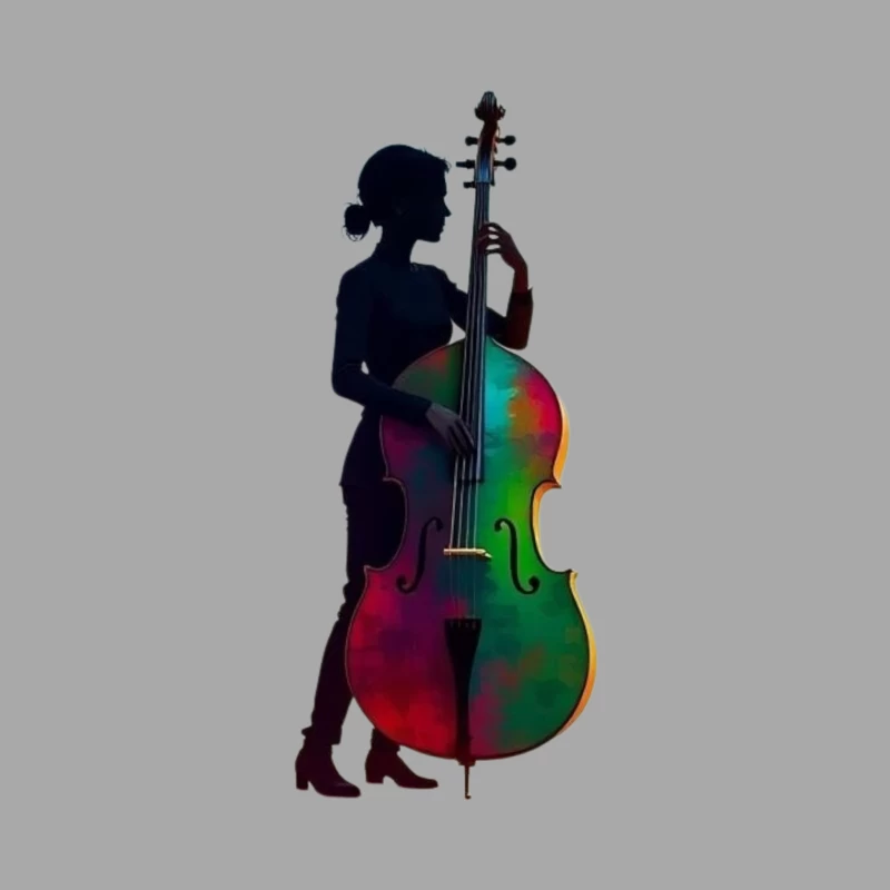 Colorful Silhouette of a Woman with a Cello Male Pullover Hoodie
