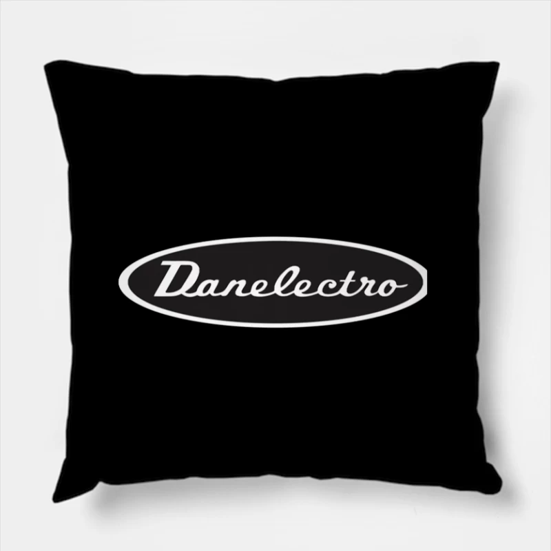 Vintage Danelectro Musical Equipment Logo in Black and White Throw Pillow