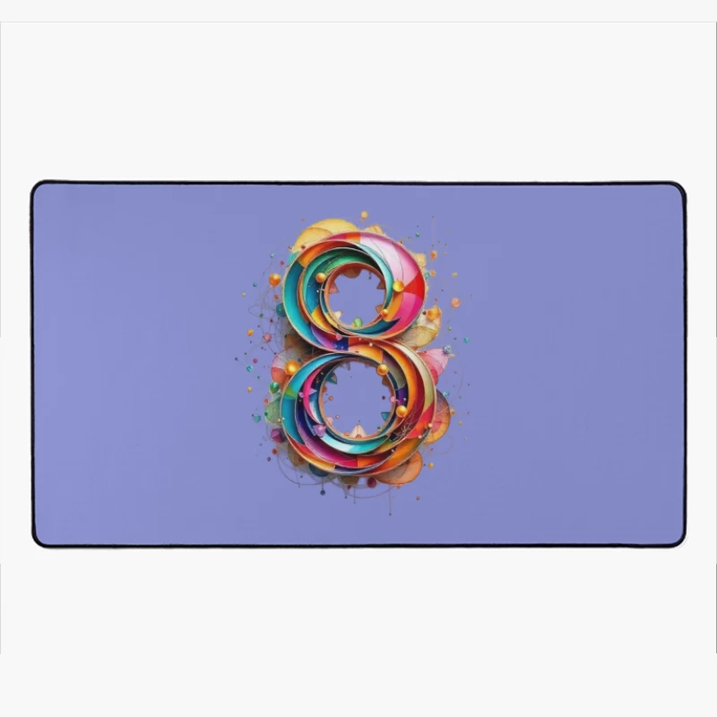 Abstract Colorful Number 8 Digital Art Design Desk Mat