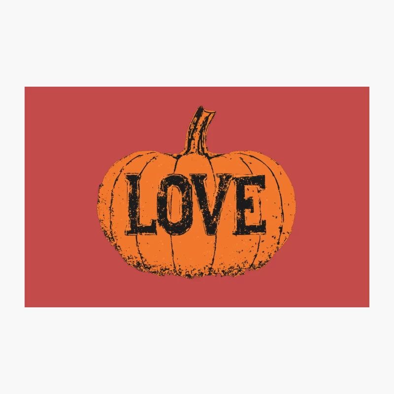 Love-Inscribed Orange Pumpkin: A Seasonal Halloween Typography Travel Mug
